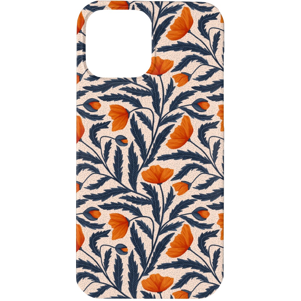 Poppy Flower - Blue and Orange Phone Case, Silicone Liner Case, Matte, iPhone 13 Pro, Blue, True Blue