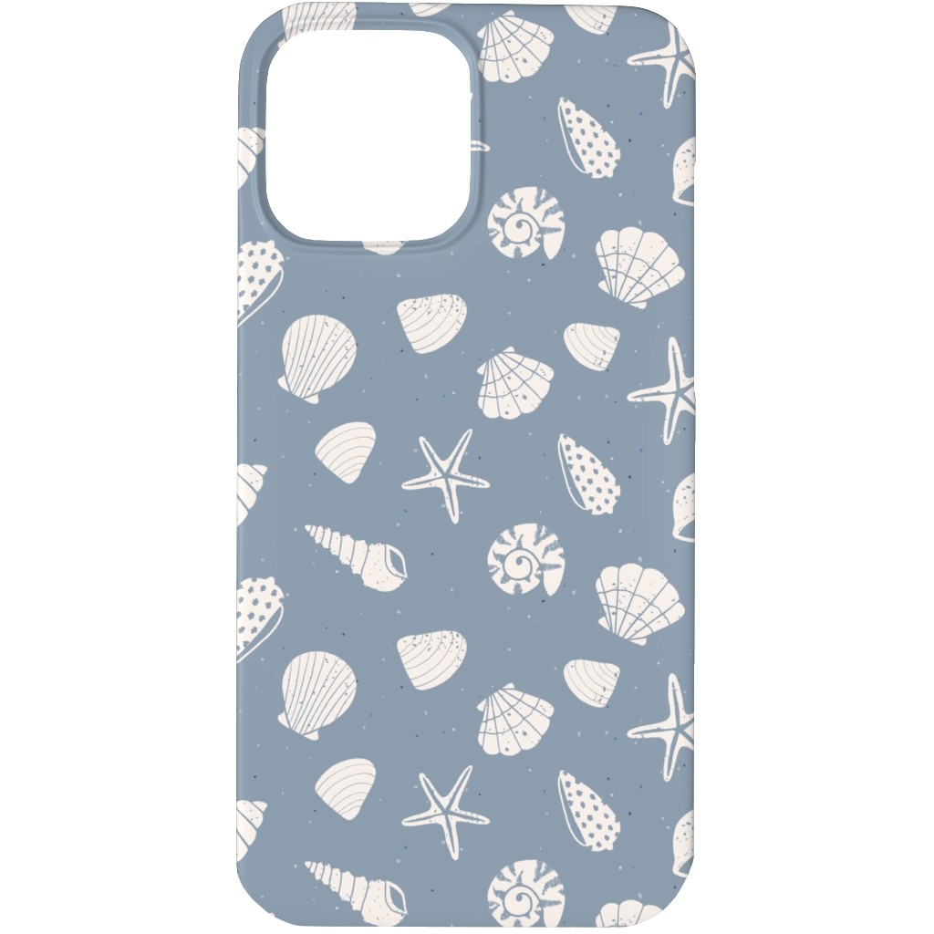 Seashells Summer Beach - Dusty Blue Phone Case, Silicone Liner Case, Matte, iPhone 13 Pro, Blue