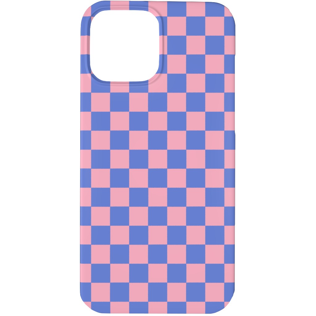 Fun Checkers - Pink and Purple Phone Case, Silicone Liner Case, Matte, iPhone 13 Pro, Pink, Bright Pink
