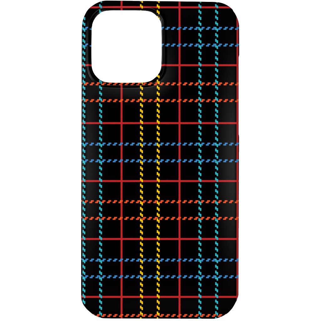 Grid Plaid - Dark Multi Phone Case, Silicone Liner Case, Matte, iPhone 13 Pro, Black