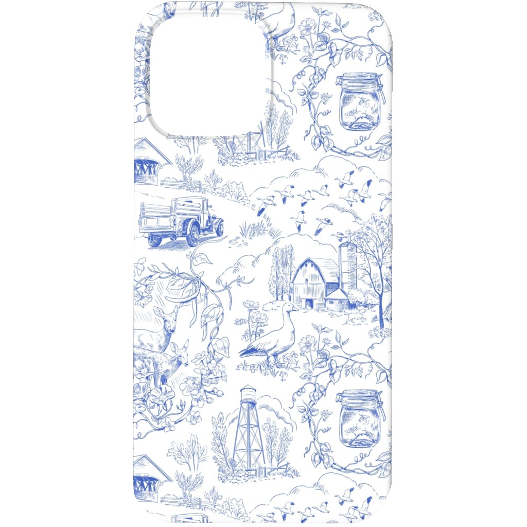 Country Living Toile - Blue Phone Case, Silicone Liner Case, Matte, iPhone 13 Pro, Blue, True Blue