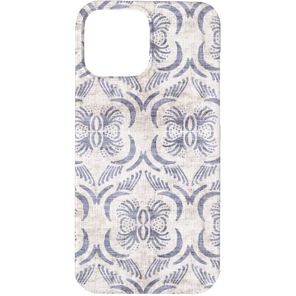 French Linen Geo Floral Phone Case, Silicone Liner Case, Matte, iPhone 13 Pro, Gray
