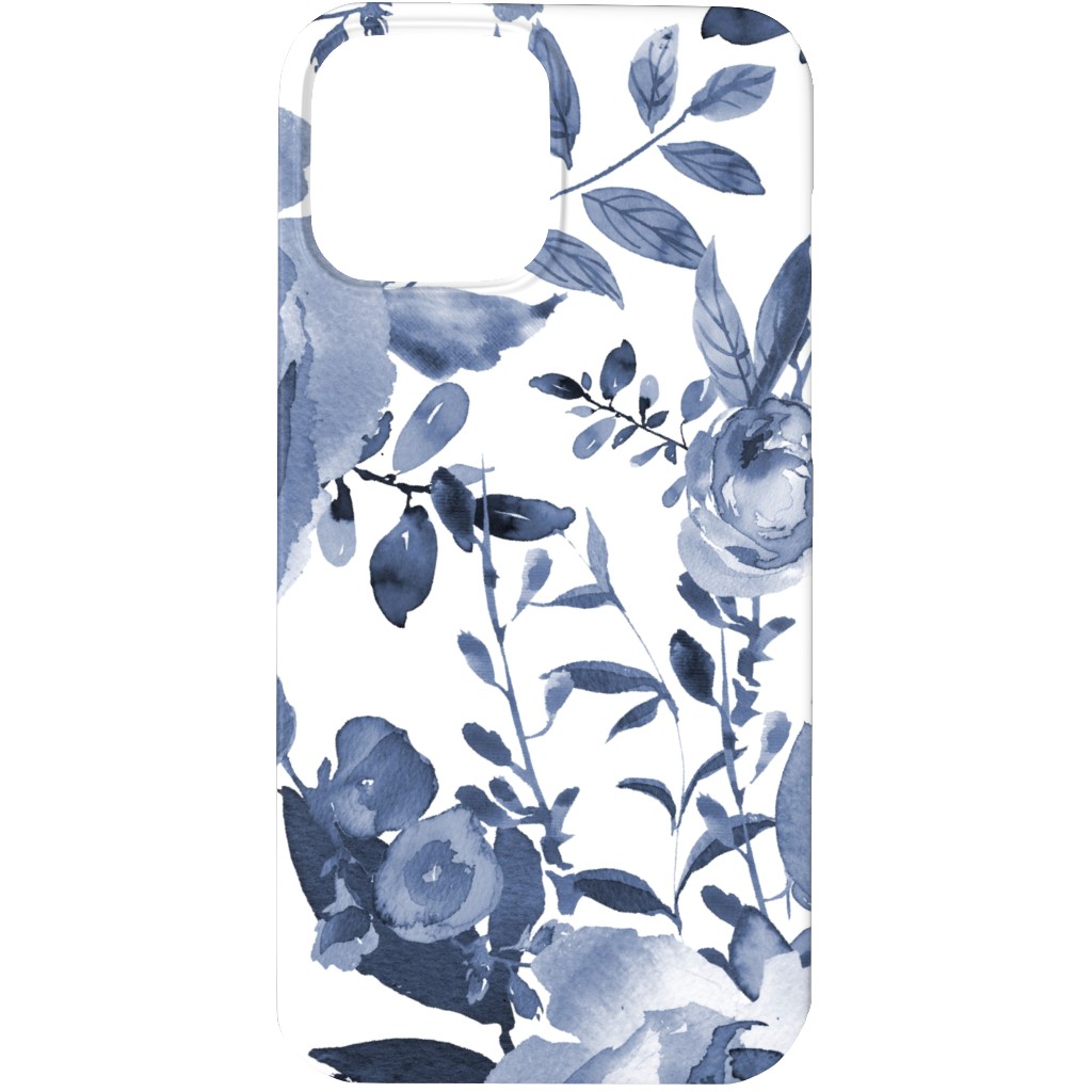 Blue and White Florals - Indigo Phone Case, Silicone Liner Case, Matte, iPhone 13 Pro, Blue