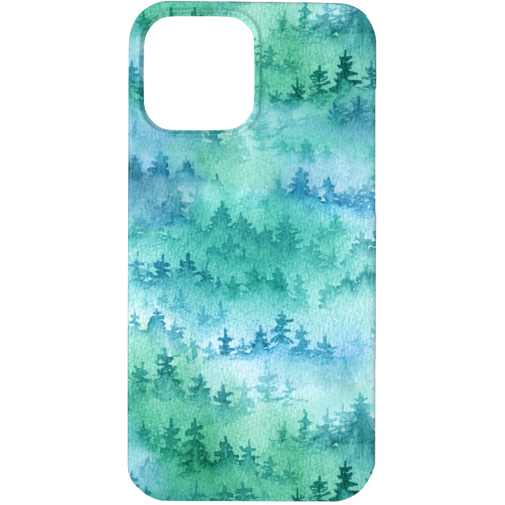 Watercolor Forest - Green and Blue Phone Case, Silicone Liner Case, Matte, iPhone 13 Pro, Green