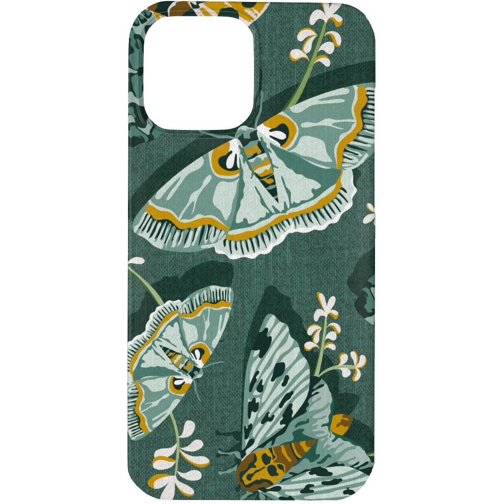 Gathering Moths - Green Phone Case, Silicone Liner Case, Matte, iPhone 13 Pro, Green