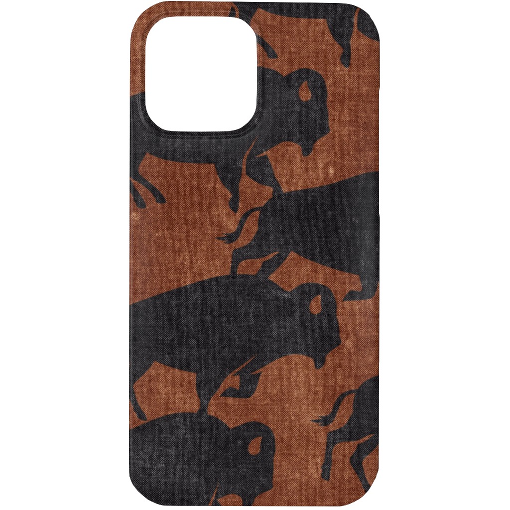 Bison Stampede - Inkwell on Brandywine Phone Case, Silicone Liner Case, Matte, iPhone 13 Pro, Brown