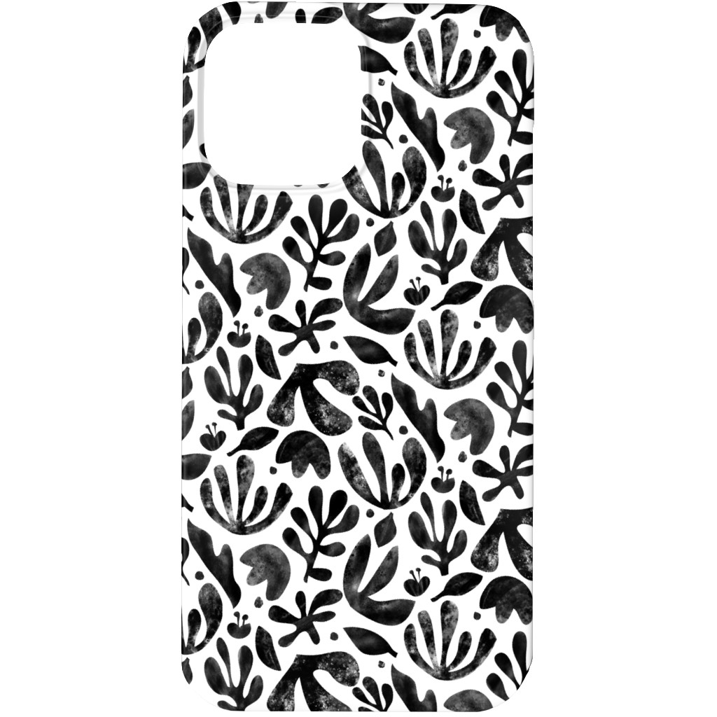 Flower Cutouts - Neutral Phone Case, Silicone Liner Case, Matte, iPhone 13 Pro, Black