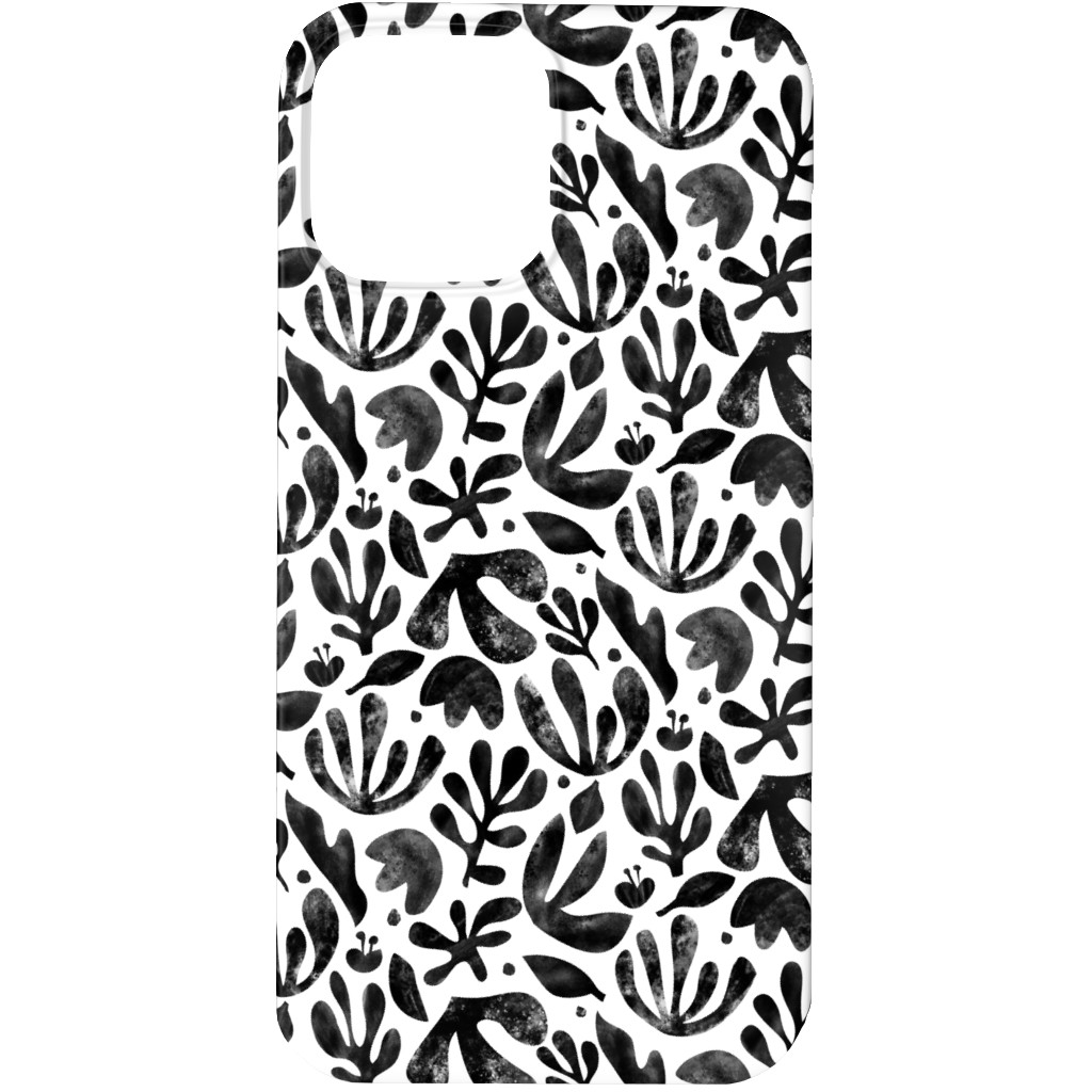 Flower Cutouts - Neutral Phone Case, Silicone Liner Case, Matte, iPhone 13 Pro, Black, Black