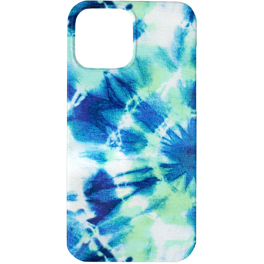 Tie Dye Ink Splat Indigo and Green Phone Case, Silicone Liner Case, Matte, iPhone 13 Pro, Blue