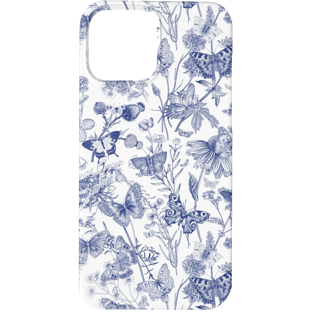 Butterflies and Wild Flowers Phone Case, Slim Case, Matte, iPhone 13 Pro, Blue