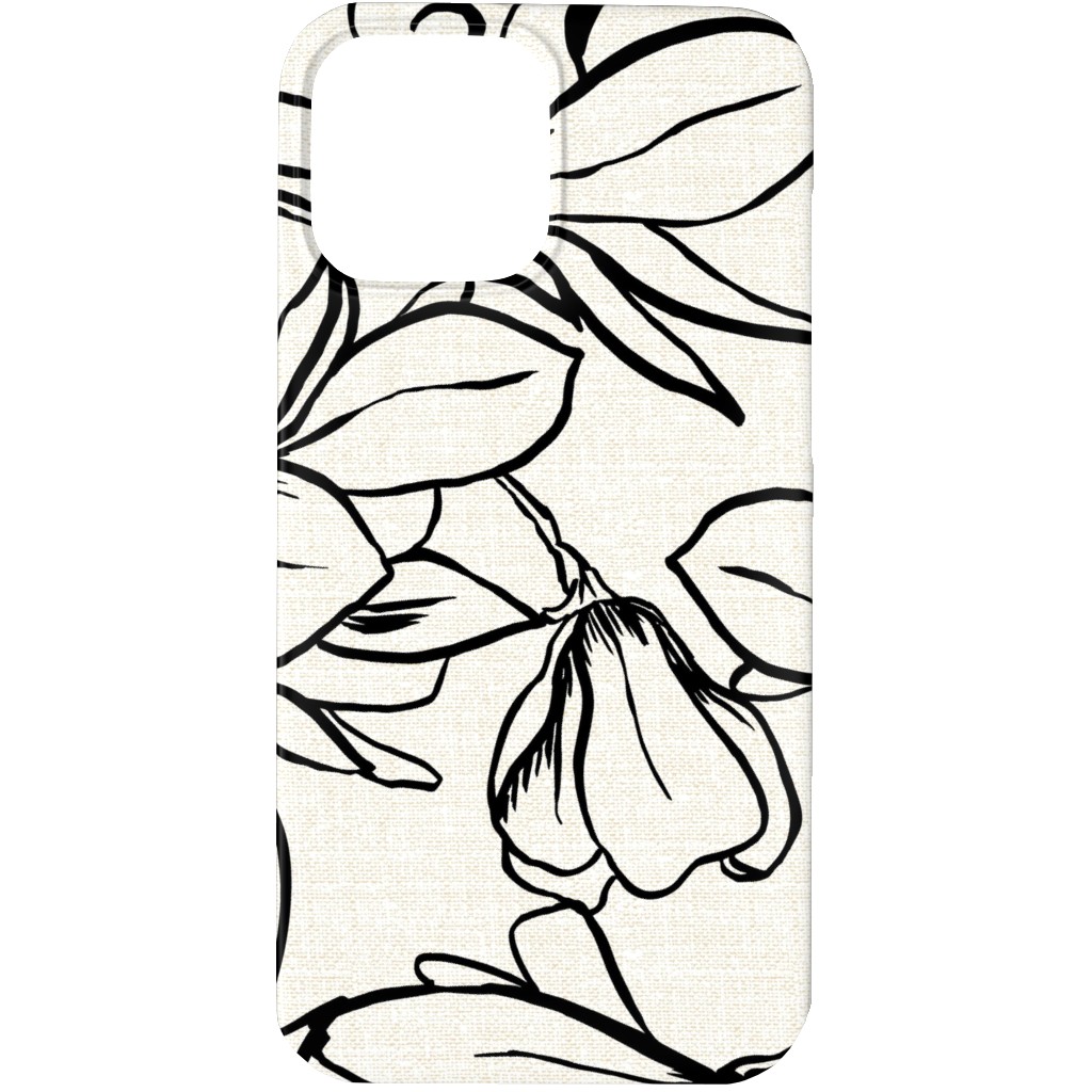 Magnolia Garden - Textured - White & Black Phone Case, Slim Case, Matte, iPhone 13 Pro, Beige, Pearl
