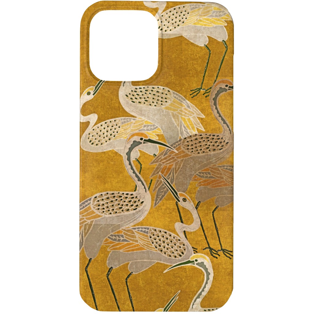 Deco Cranes - Golden Hour Phone Case, Slim Case, Matte, iPhone 13 Pro, Yellow