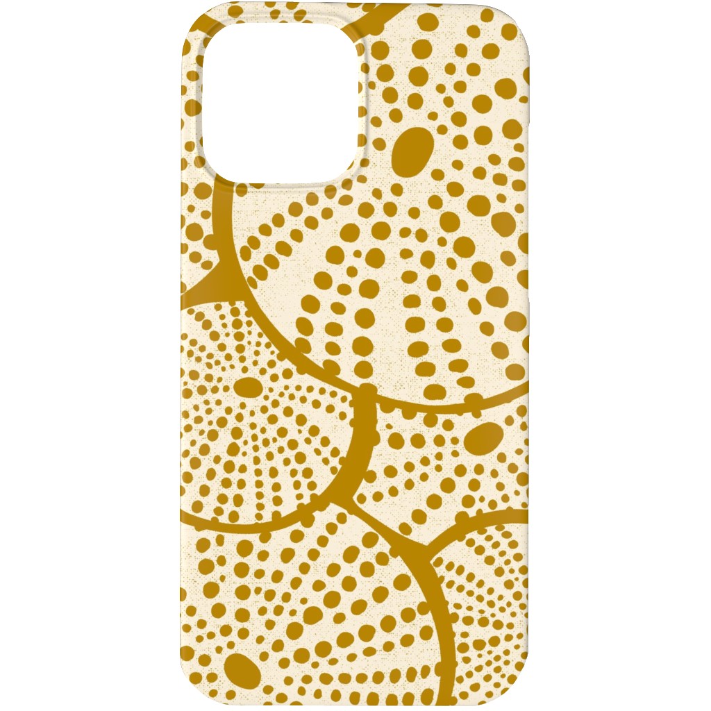 Bed of Nautical Sea Urchins - Ivory on Golden Yellow Phone Case, Slim Case, Matte, iPhone 13 Pro, Yellow
