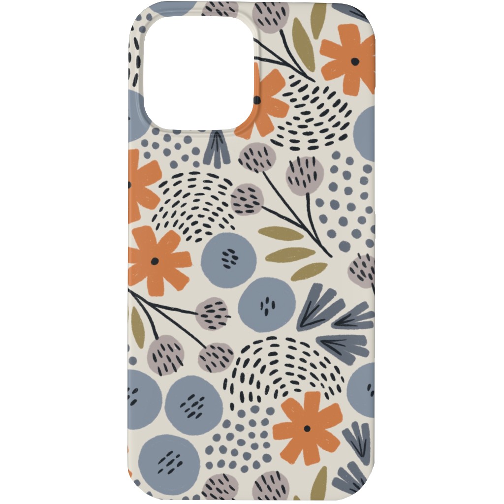 Phyllis Floral - Orange and Blue Phone Case, Slim Case, Matte, iPhone 13 Pro, Multicolor