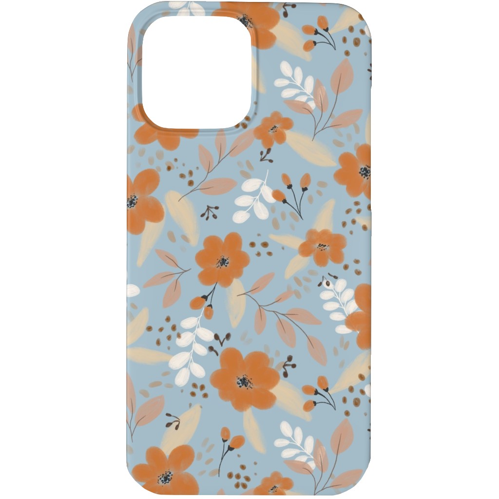 Florals in Fall Phone Case, Slim Case, Matte, iPhone 13 Pro, Blue, Cool Gray