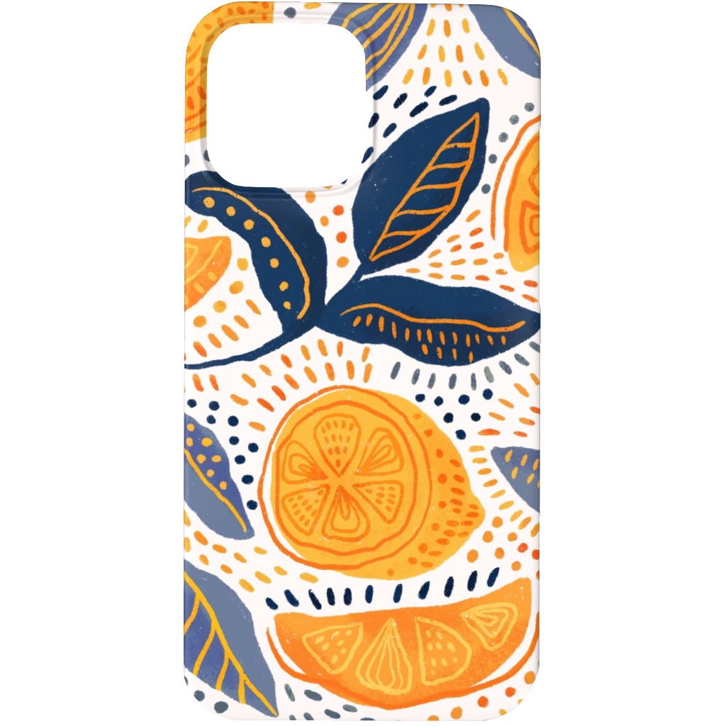 Give Me Those Lemons - Blue and Yellow Phone Case, Slim Case, Matte, iPhone 13 Pro, Yellow