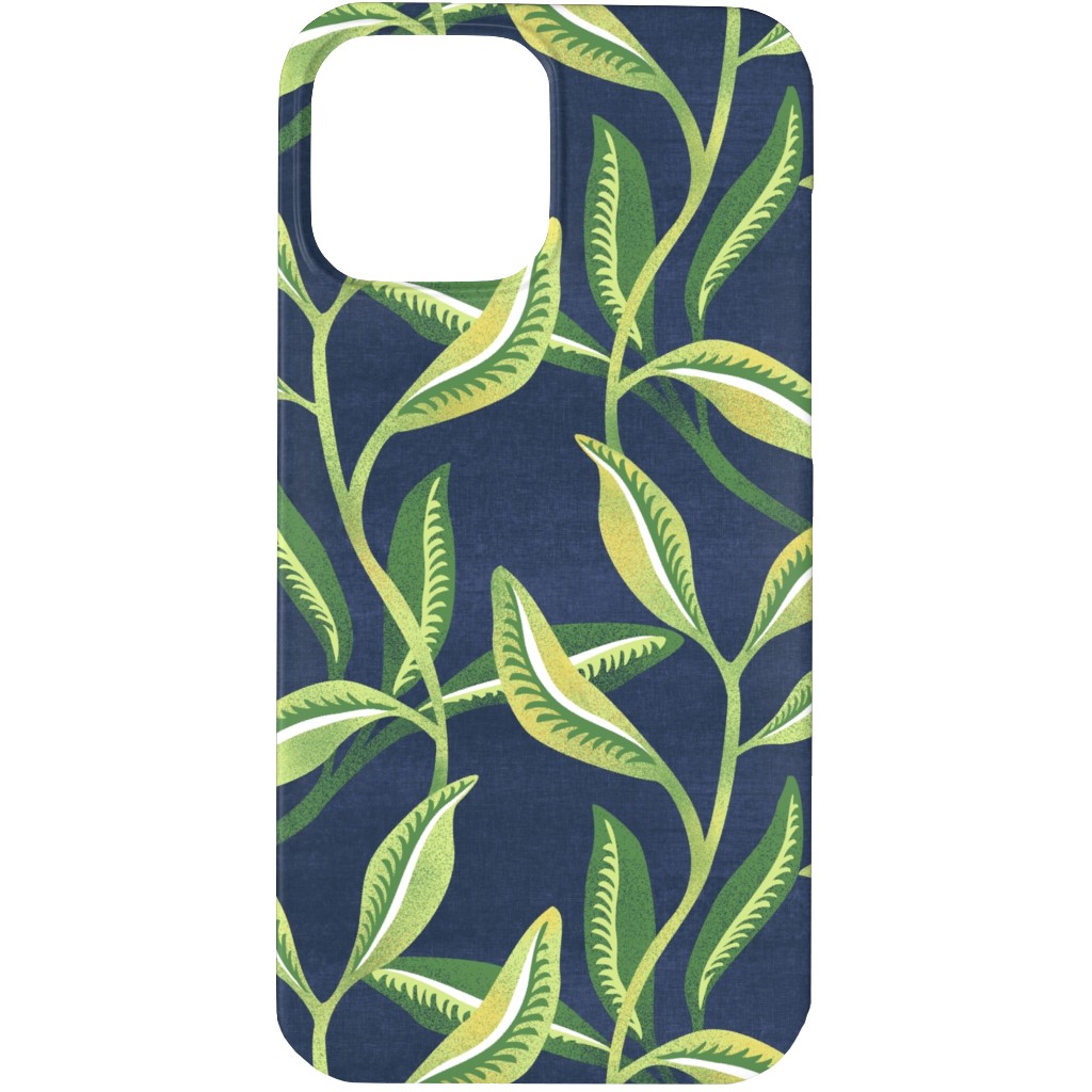Green Leafy Vines - Blue and Green Phone Case, Slim Case, Matte, iPhone 13 Pro, Green