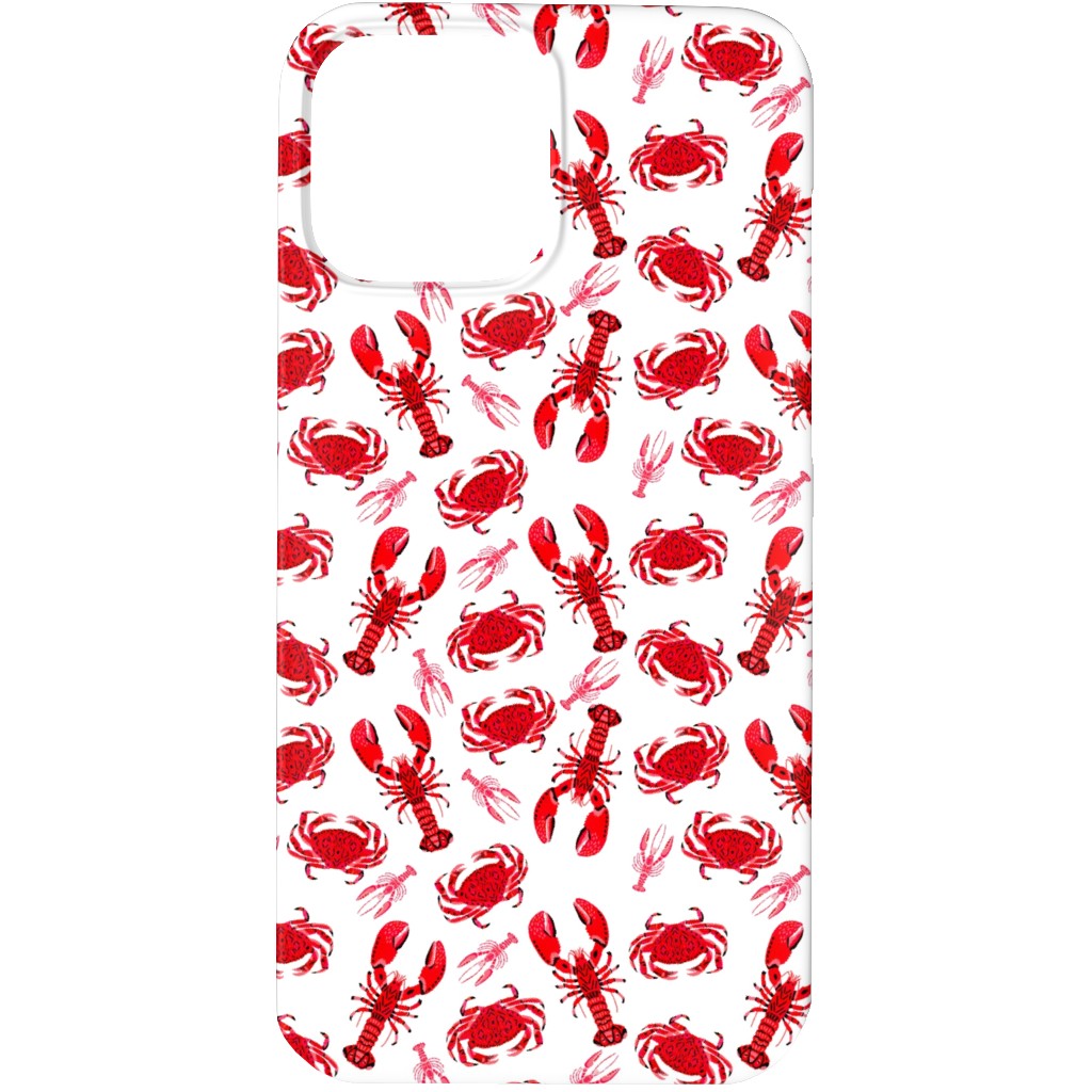 Crabs and Lobsters - Red Crustaceans on White Phone Case, Slim Case, Matte, iPhone 13 Pro, Red