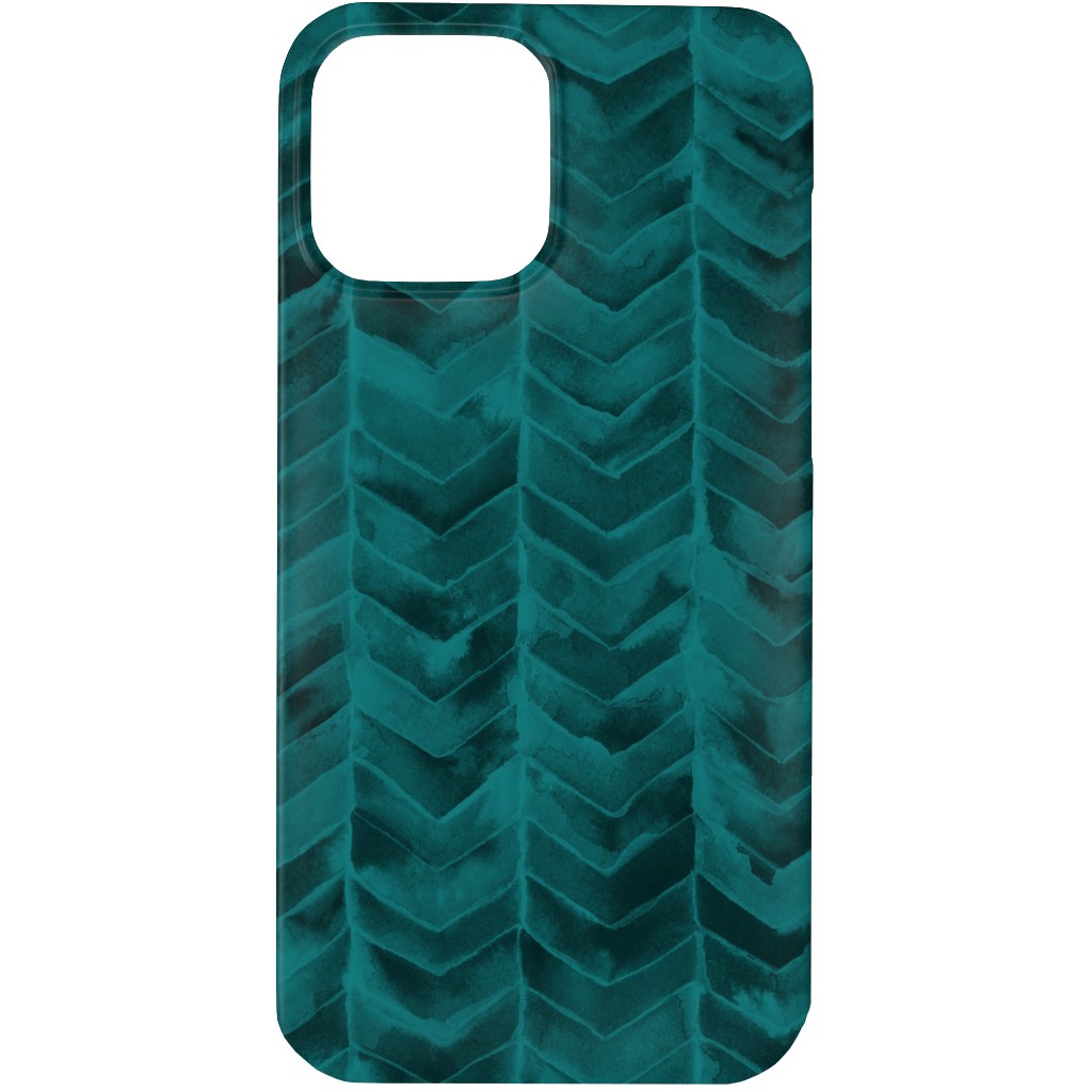 Watercolor Chevron Phone Case, Slim Case, Matte, iPhone 13 Pro, Green, Seaweed