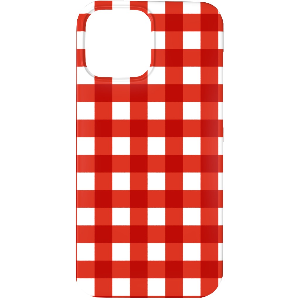 Gingham Plaid Check Phone Case, Slim Case, Matte, iPhone 13 Pro, Red, Red