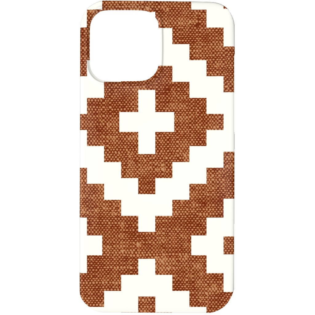 Geometric Woven Aztec - Ginger Phone Case, Slim Case, Matte, iPhone 13 Pro, Brown, Brown