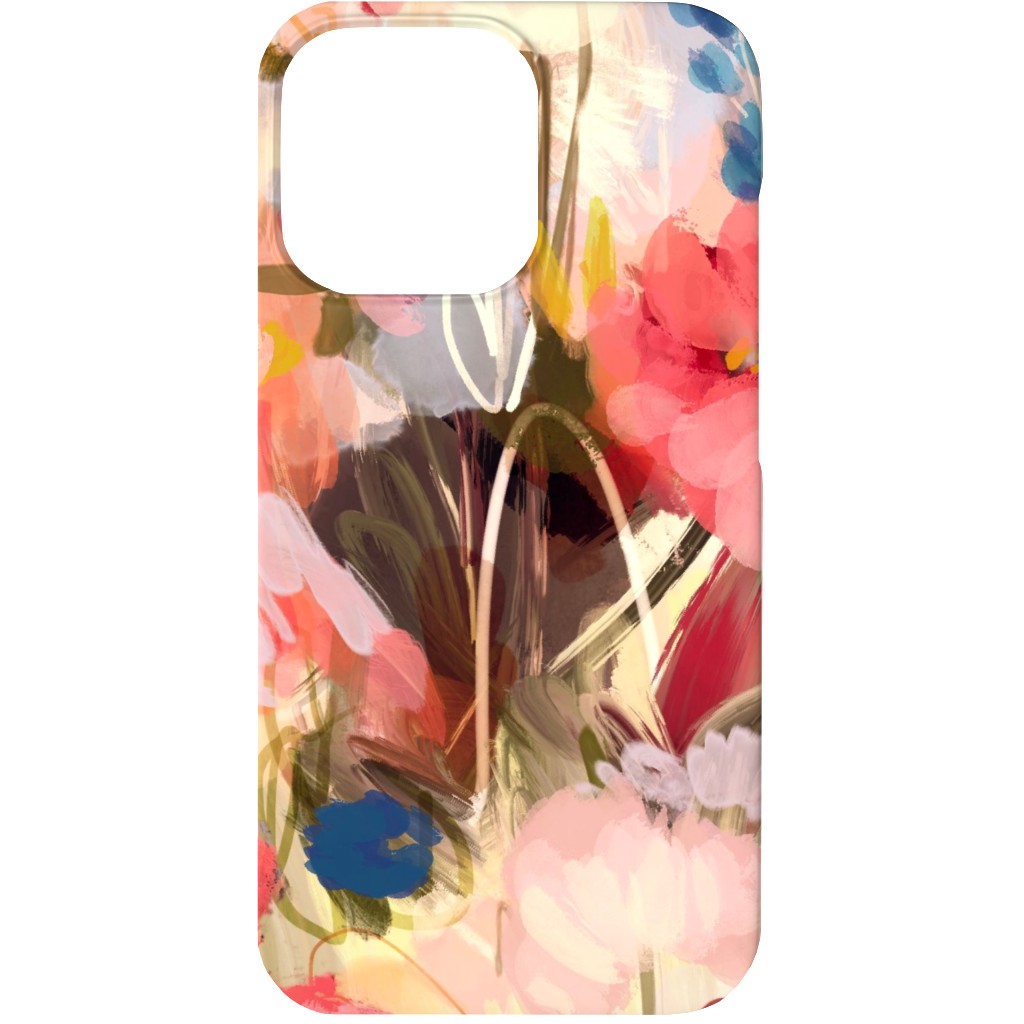 Painterly Abstract Floral Phone Case, Silicone Liner Case, Matte, iPhone 13, Pink