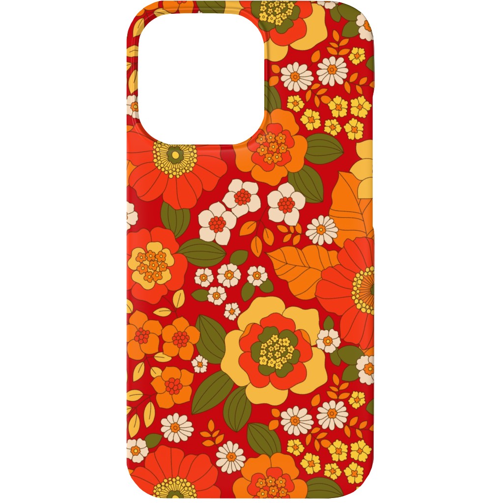 Vintage Flora - Red Phone Case, Silicone Liner Case, Matte, iPhone 13, Orange, Orange