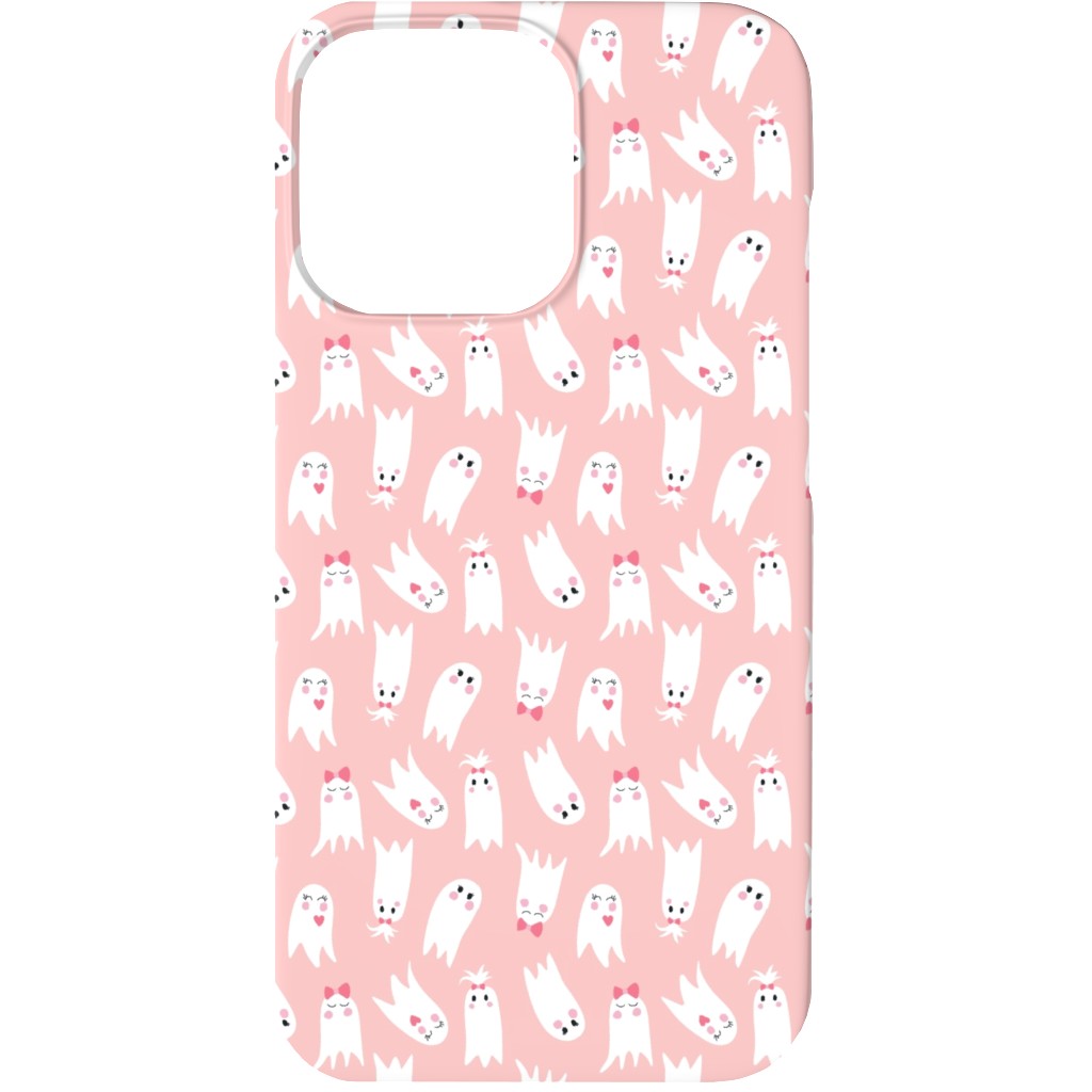 Sweet White Ghosts on Pink Phone Case, Silicone Liner Case, Matte, iPhone 13, Pink