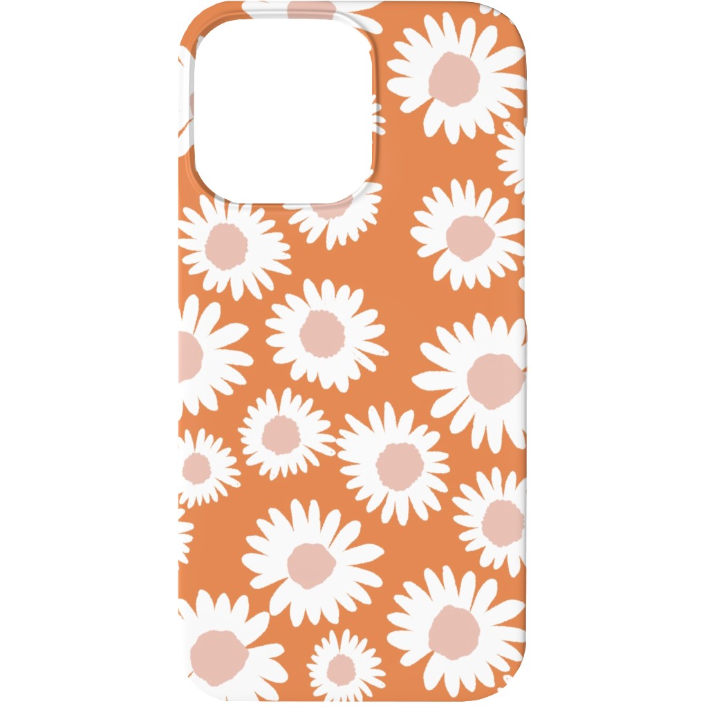 Boho Daisies - Flowers - Muted Orange and Blush Phone Case, Silicone Liner Case, Matte, iPhone 13, Orange