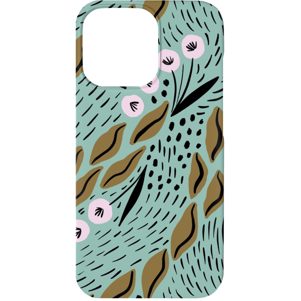 Flower Patch Lane on Mint Phone Case, Silicone Liner Case, Matte, iPhone 13, Green
