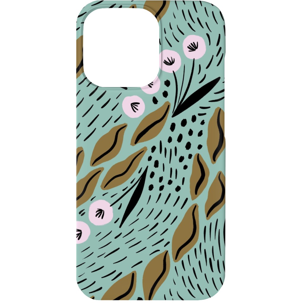 Flower Patch Lane on Mint Phone Case, Silicone Liner Case, Matte, iPhone 13, Green, Classic Green