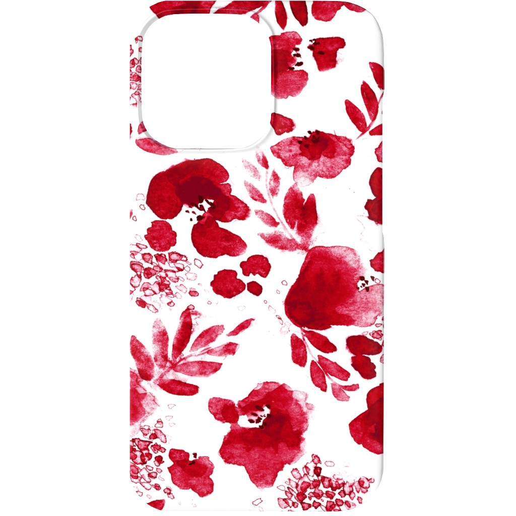 Floret Floral - Red Phone Case, Silicone Liner Case, Matte, iPhone 13, Red, Red