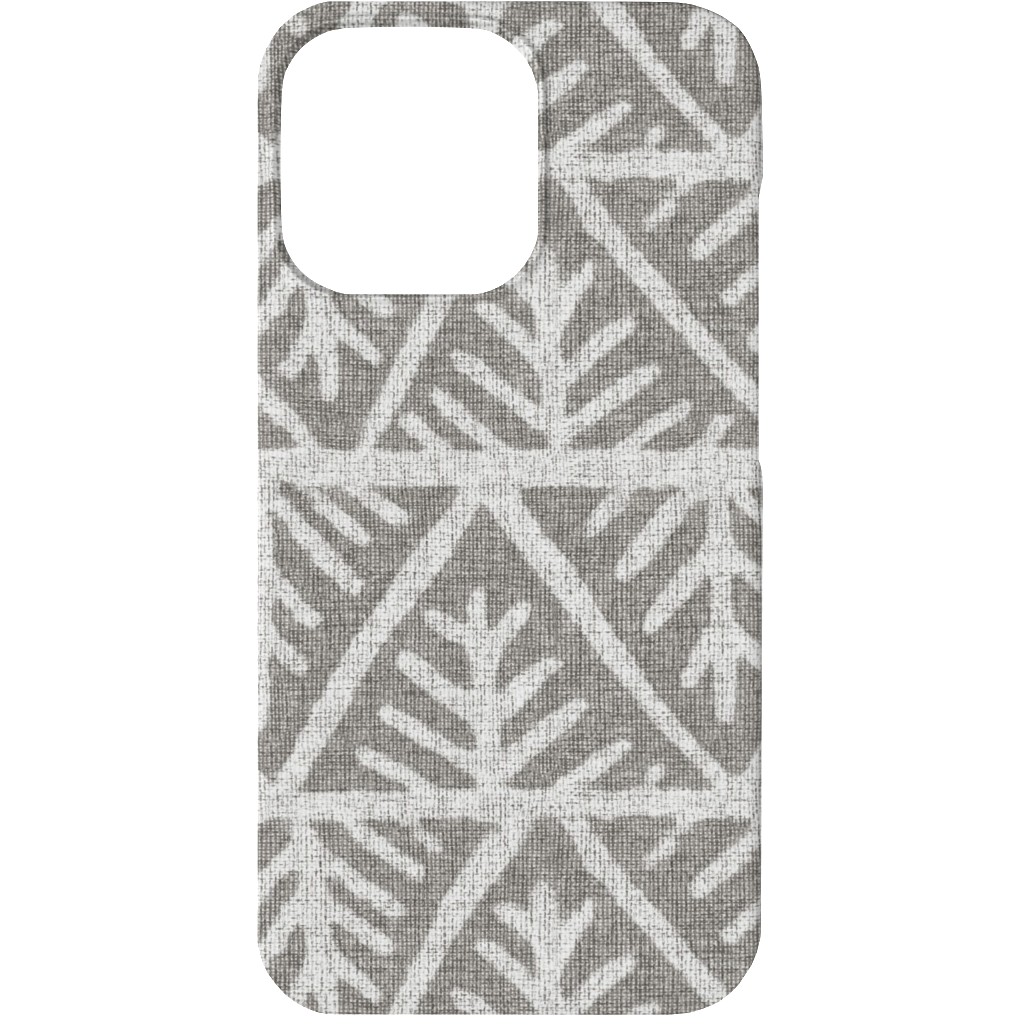 Textured Mudcloth Phone Case, Silicone Liner Case, Matte, iPhone 13, Gray, Silver