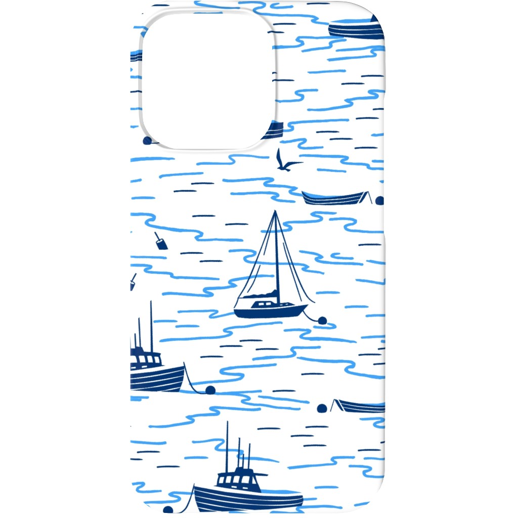 Harbor Boats - Blue on White Phone Case, Silicone Liner Case, Matte, iPhone 13, Blue, True Blue