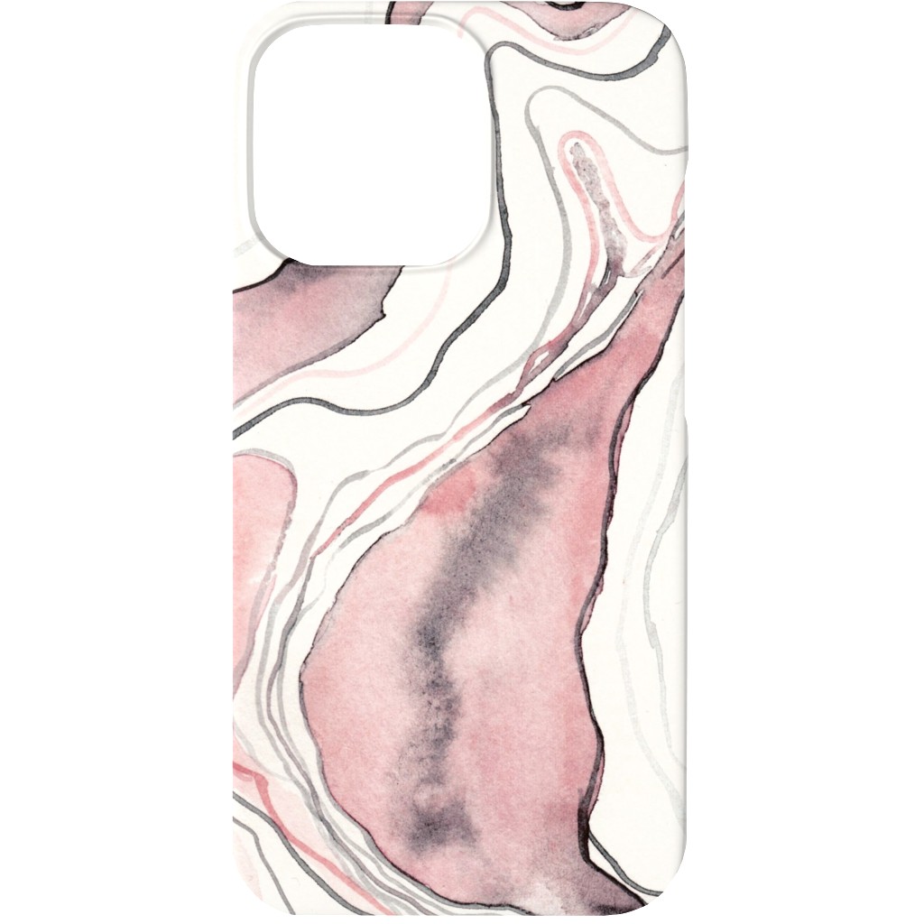 Marbled Watercolor Stone - Pink Phone Case, Silicone Liner Case, Matte, iPhone 13, Pink, Bright Pink