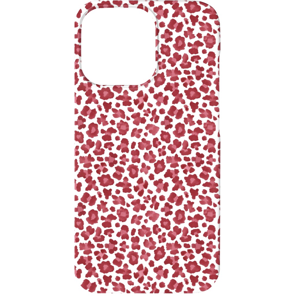 Leopard Pattern Print Phone Case, Silicone Liner Case, Matte, iPhone 13, Red, Scarlet