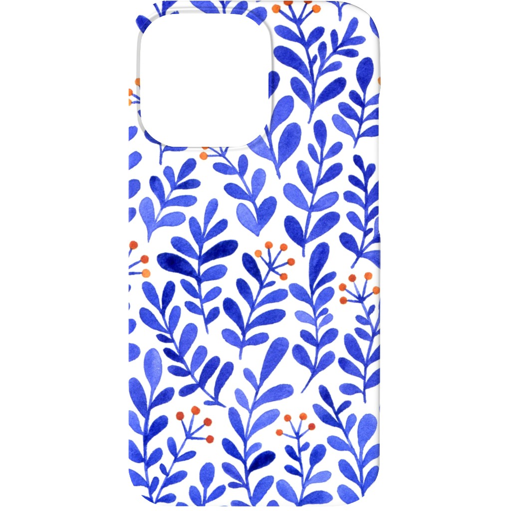 Leaves - Blue Phone Case, Silicone Liner Case, Matte, iPhone 13, Blue