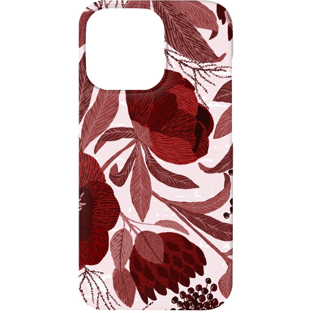 Peony and King Protea - Burgundy Phone Case, Silicone Liner Case, Matte, iPhone 13, Red