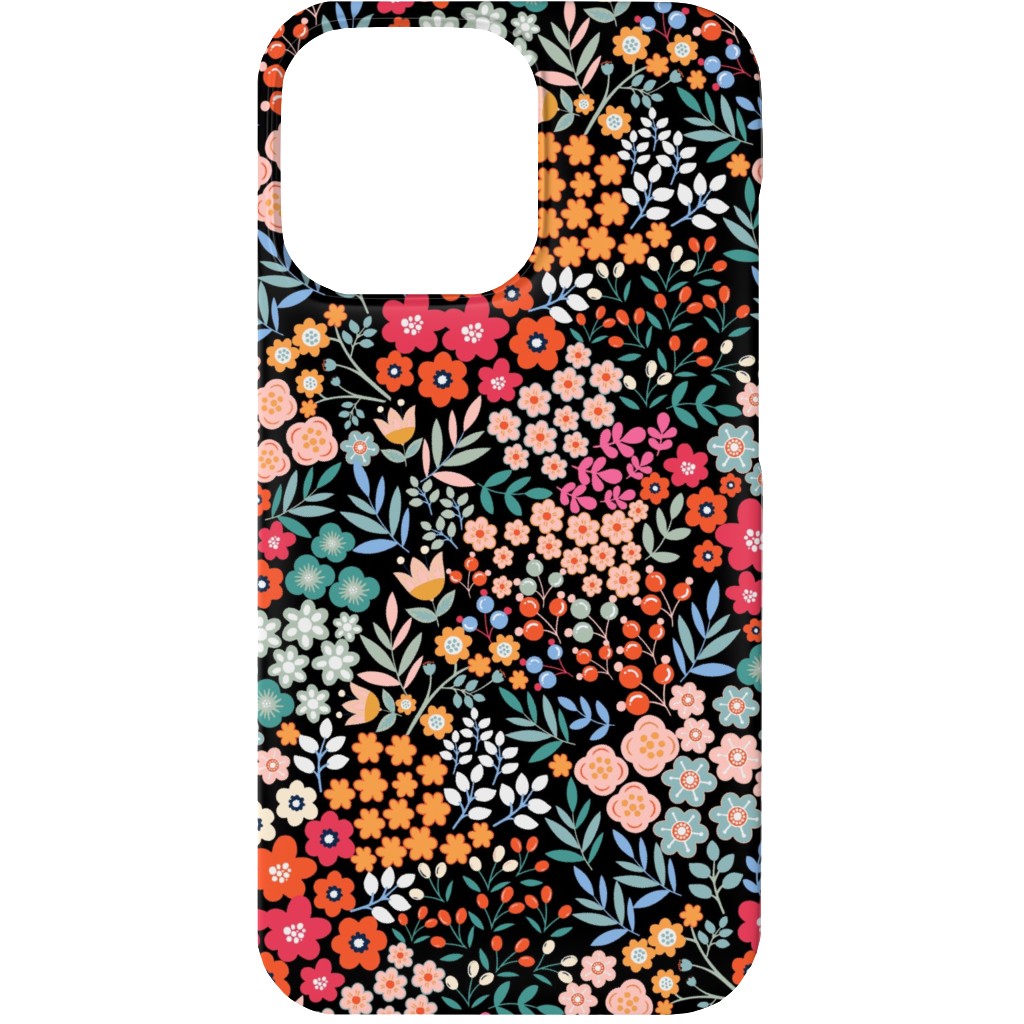 Summer Flower Phone Case, Slim Case, Matte, iPhone 13, Multicolor, Rich Black
