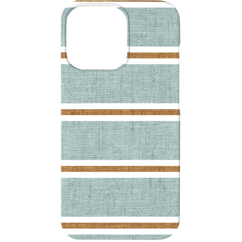 Stripes, Magnolia Flowers Coordinate - Rust on Blue Phone Case, Slim Case, Matte, iPhone 13, Green