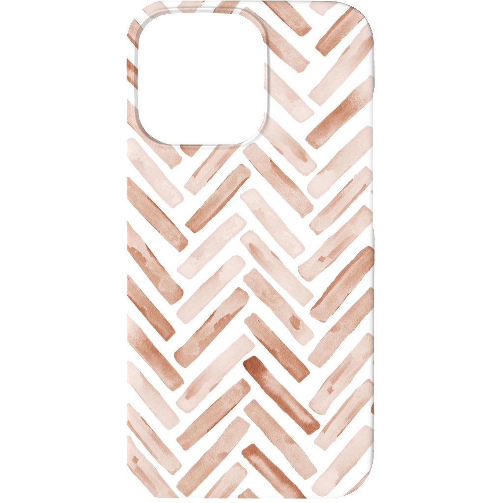 Painted Chevron Herringbone Phone Case, Slim Case, Matte, iPhone 13, Brown, Desert Rose