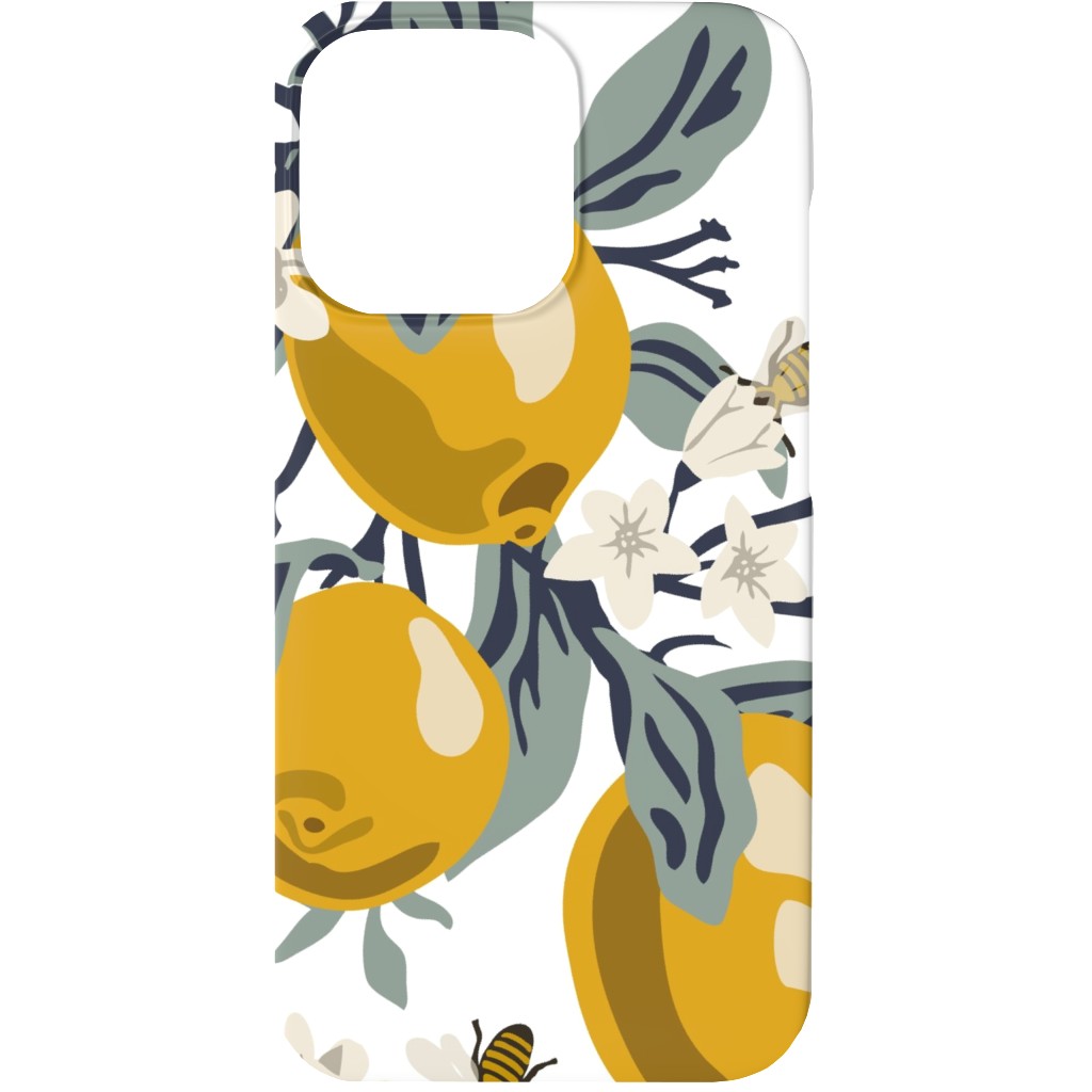 Bees & Lemons Phone Case, Slim Case, Matte, iPhone 13, Yellow, Antique White