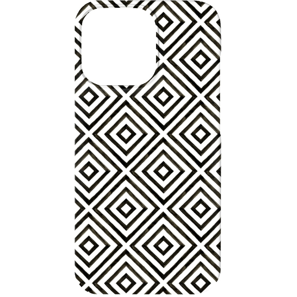 Diamond Pattern - Black and White Phone Case, Slim Case, Matte, iPhone 13, Black