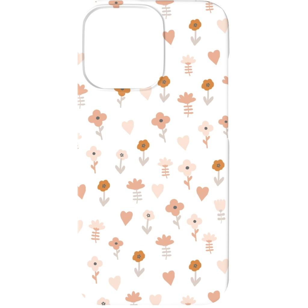 Wild Flowers - Boho - Neutral on White Phone Case, Slim Case, Matte, iPhone 13, Pink, Bright Pink