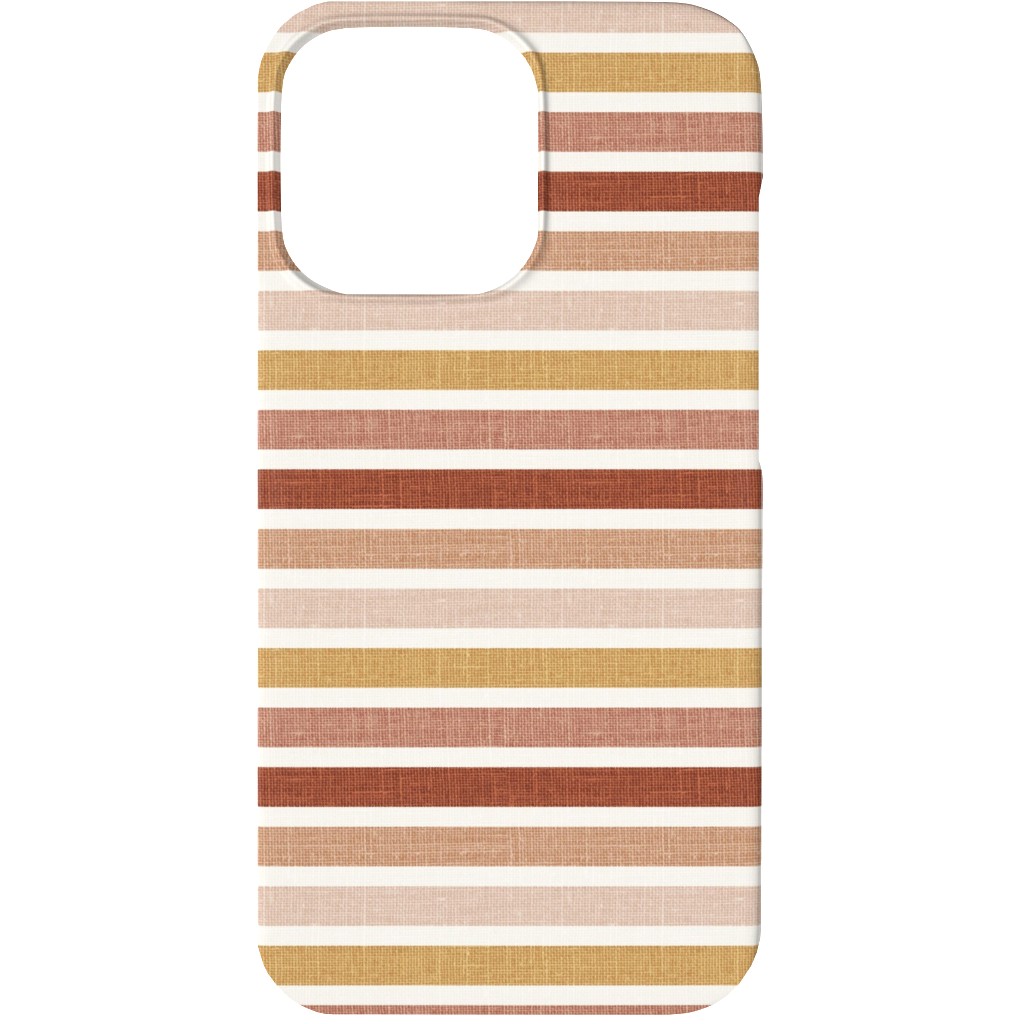 Retro Stripes - Pink on Faux Linen Phone Case, Slim Case, Matte, iPhone 13, Pink, Bright Pink