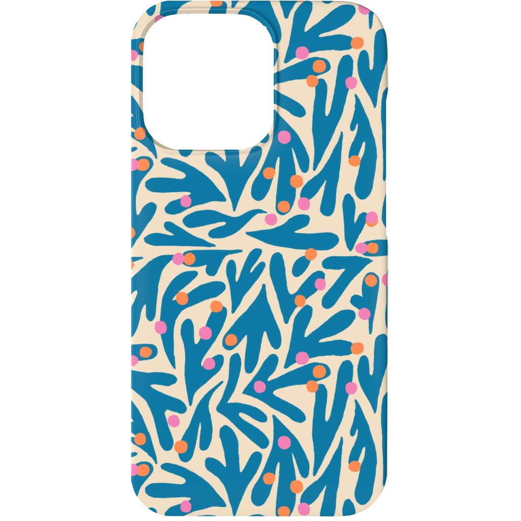 Funky Flora - Blue and White Phone Case, Slim Case, Matte, iPhone 13, Blue
