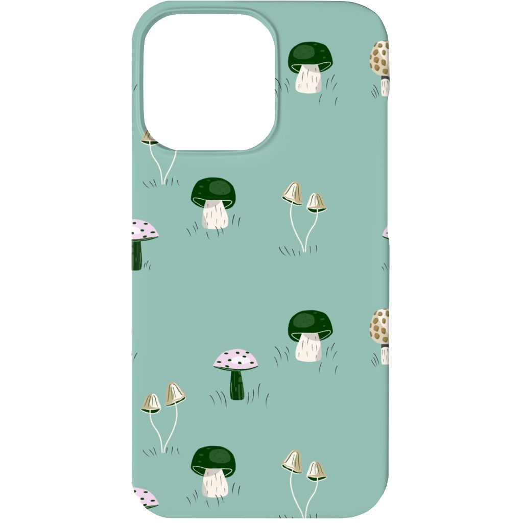 Mushroom Field - Green Phone Case, Slim Case, Matte, iPhone 13, Green, Classic Green