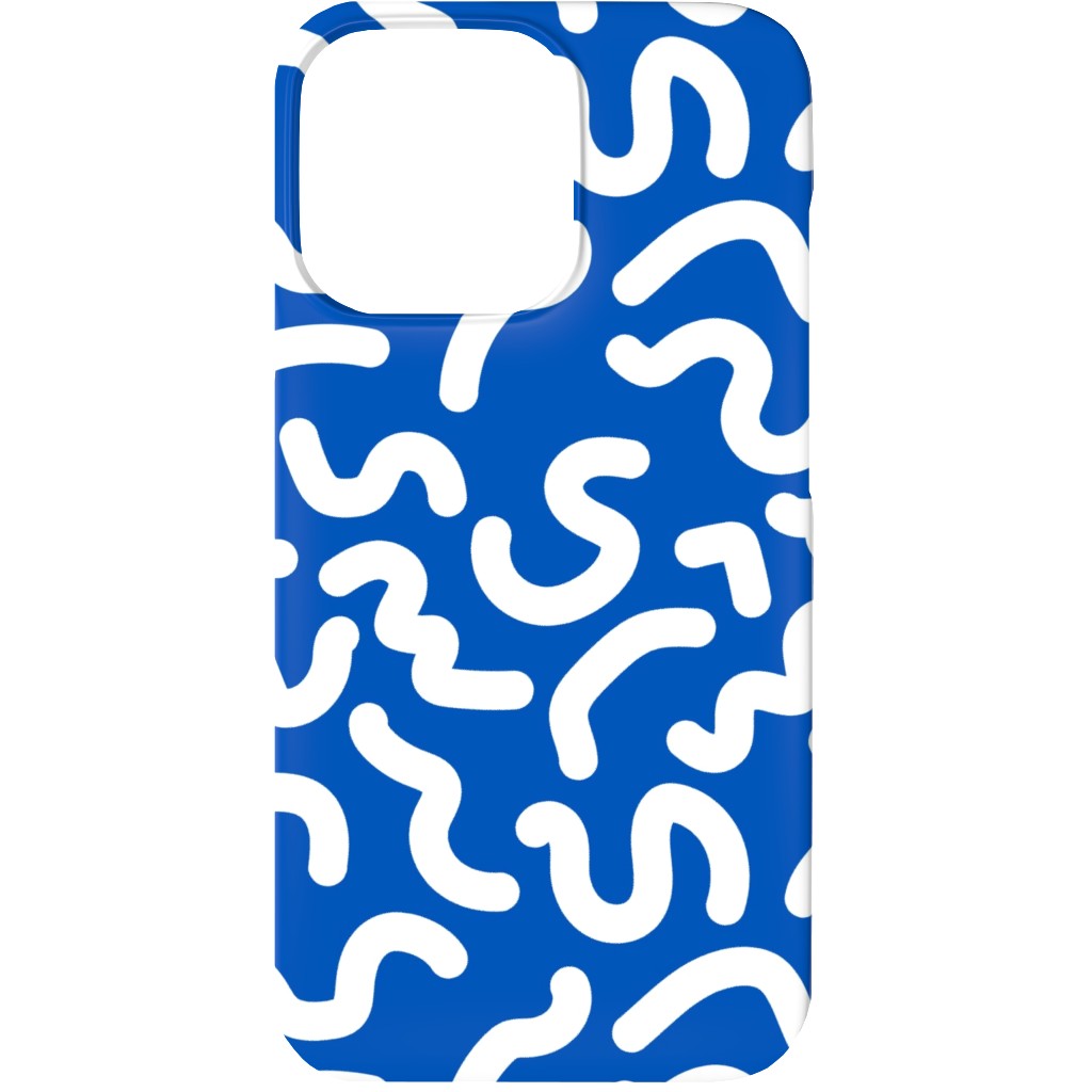 Dark Squiggles - Blue Phone Case, Slim Case, Matte, iPhone 13, Blue, True Blue