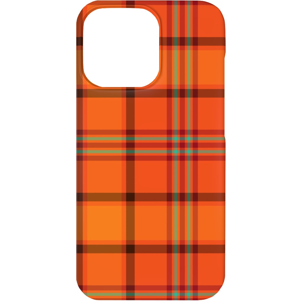 Orange With Black Plaid Phone Case, Slim Case, Matte, iPhone 13, Orange