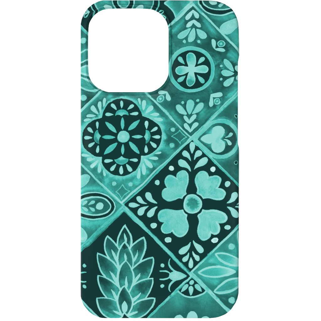 Watercolor Talavera Tiles Phone Case, Slim Case, Matte, iPhone 13, Green